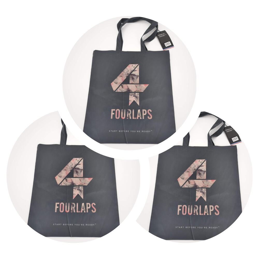 THREE Four Laps Gray/Grey with Pink Camo Logo 2-Way Stretch Signature Tote NWT